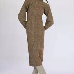 Elegant Brown Long Sleeve Dress